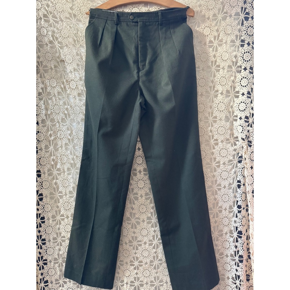 Vintage 70's Yves Saint‎ Laurent Pleated Wool Dress Pants Size 12 Green